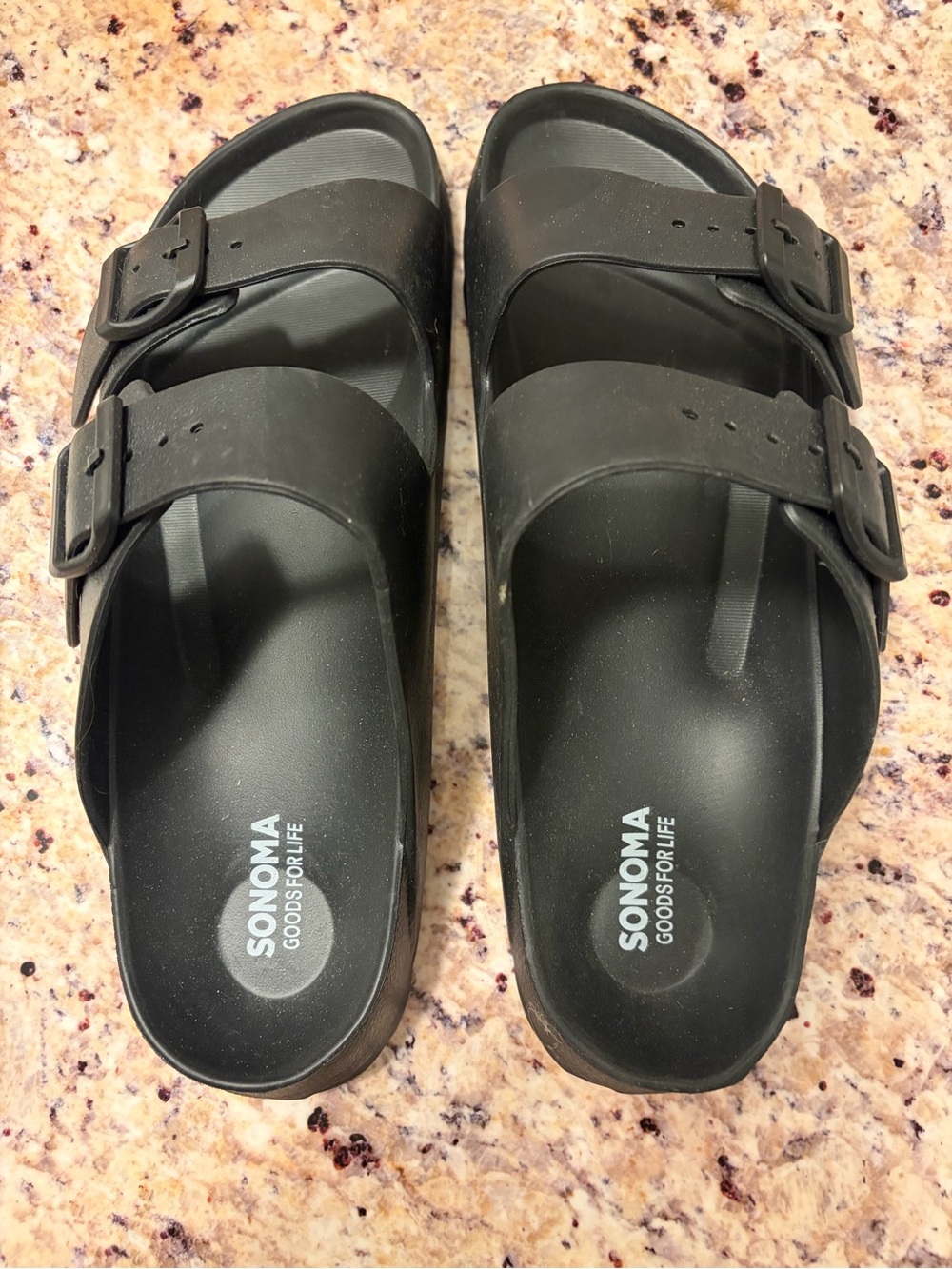 Sonoma Black Two-Buckle Slide Sandals